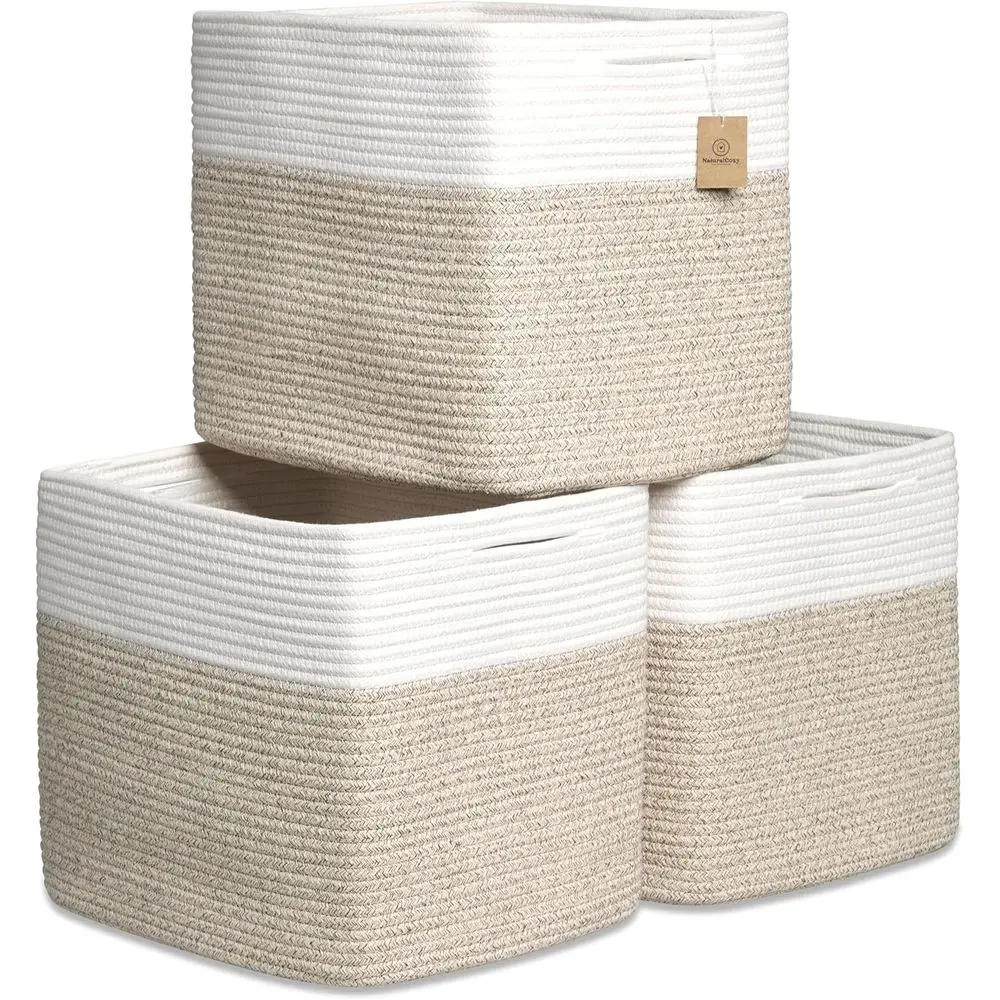 3-Pack Cotton Rope Storage Cubes, Woven Baskets for Organizing, Ideal for Kids Toys, Closet, Nursery
3-Pack Cotton Rope Storage Cubes, Woven Baskets for Organizing, Ideal for Kids Toys, Closet, Nursery
