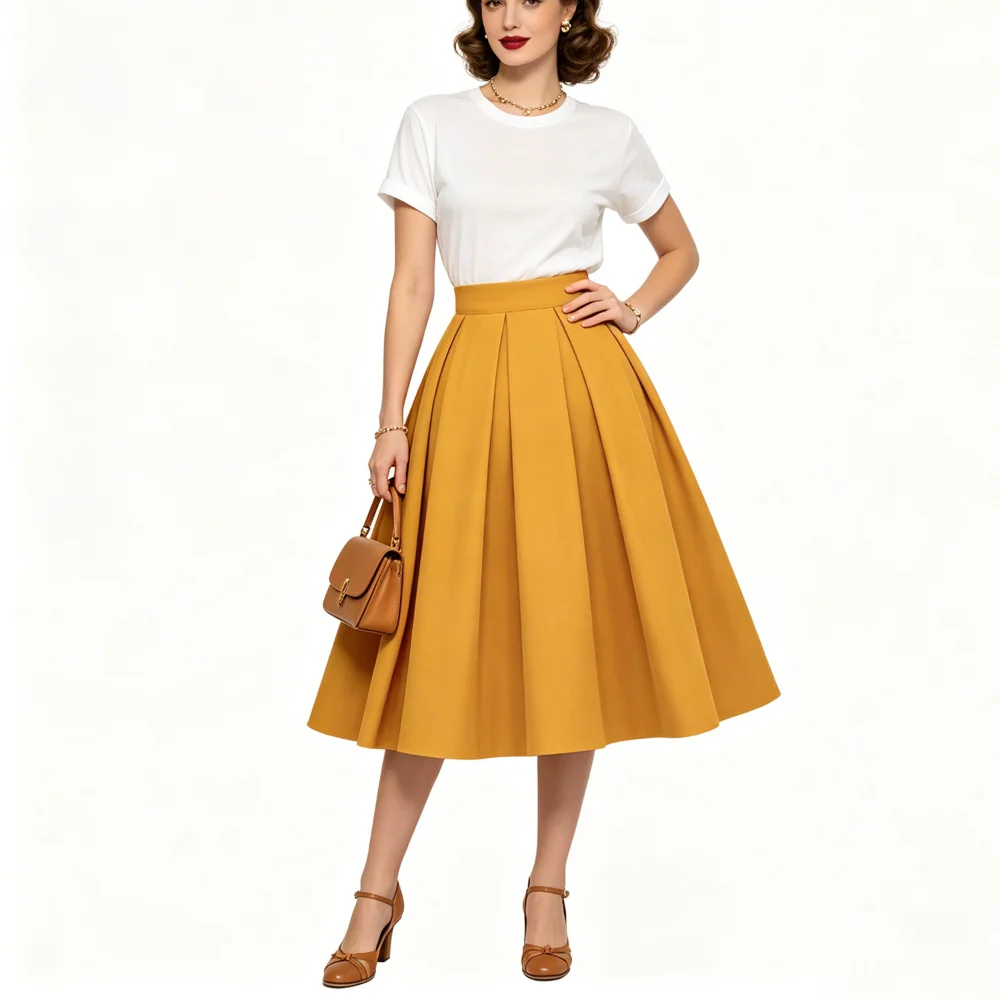 Pastel Style 50s Retro Hepburn Style Pleated Skirt Women Solid Color A-line Swing Skirt High-waisted Full Flared Clothes
Pastel Style 50s Retro Hepburn Style Pleated Skirt Women Solid Color A-line Swing Skirt High-waisted Full Flared Clothes