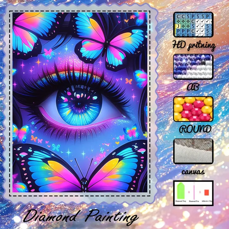 1 piece - 5D-DIY - Flocking cloth - Special drill - Diamond painting set - Eyes, butterflies - Mosaic - Diamond art
1 piece - 5D-DIY - Flocking cloth - Special drill - Diamond painting set - Eyes, butterflies - Mosaic - Diamond art