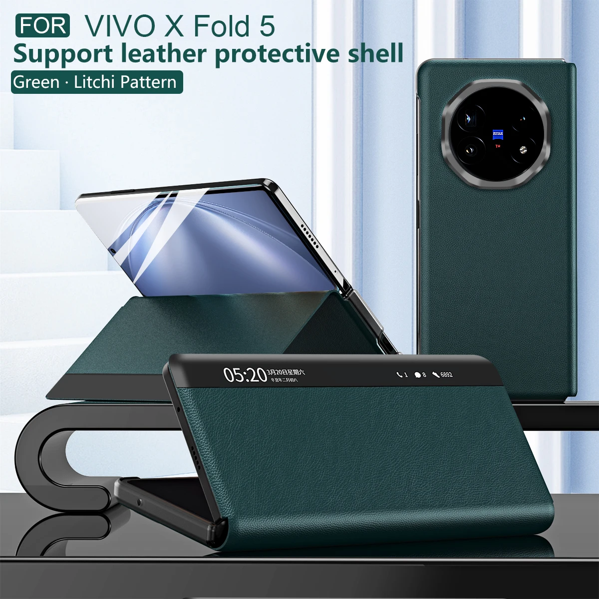 Кожаный чехол Smart View с откидной крышкой для Vivo X Fold 5 X Fold 3 Pro, функция напоминания о вызове, информация, чехлы для деловых телефонов
Кожаный чехол Smart View с откидной крышкой для Vivo X Fold 5 X Fold 3 Pro, функция напоминания о вызове, информация, чехлы для деловых телефонов