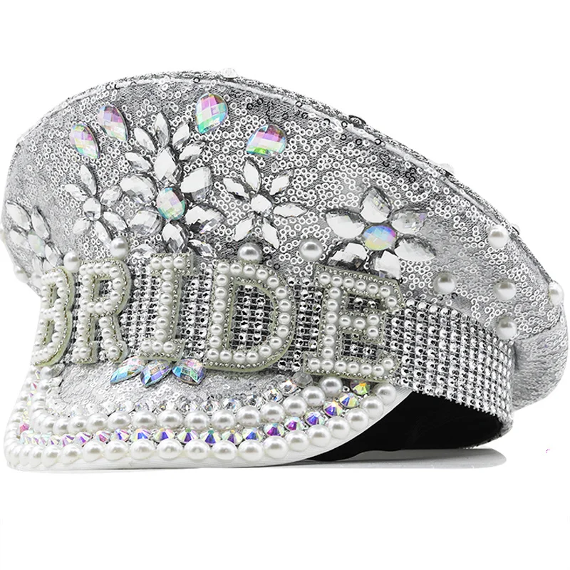 Hot Women Sequin Burning Silver Bride Military Hat Handmade Sailor Captain Sergeant Hat Birthday Festival Part Hat
Hot Women Sequin Burning Silver Bride Military Hat Handmade Sailor Captain Sergeant Hat Birthday Festival Part Hat