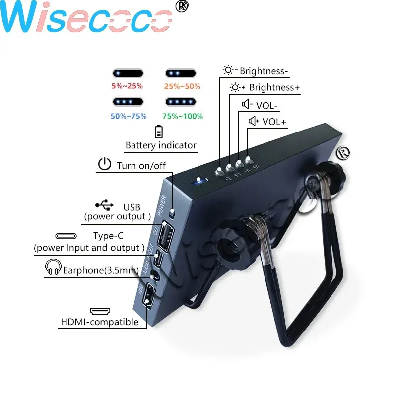 Portable LCD Monitor Power Bank Battery 5000mAh 6 Inch IPS QHD 2K Screen High Brightness For Raspberry PI Desktop PC Laptop Wise
Portable LCD Monitor Power Bank Battery 5000mAh 6 Inch IPS QHD 2K Screen High Brightness For Raspberry PI Desktop PC Laptop Wise