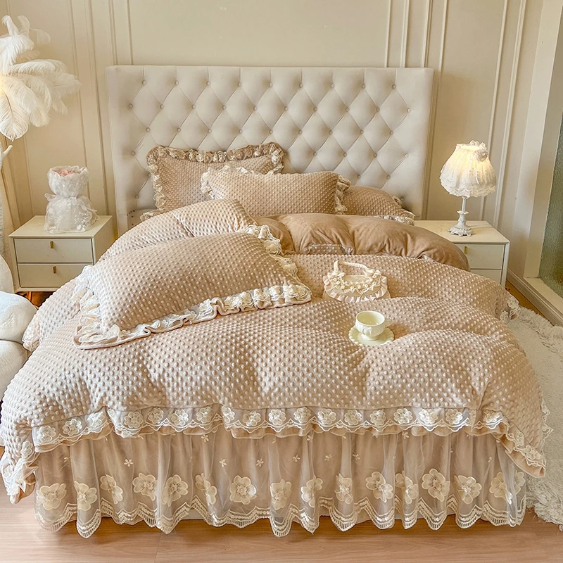 AI WINSURE-Milk Velvet 4pcs Duvet Cover Set Elegant, Winter Bed Linen Set, Double Bed, Queen King Size, Lace Soft Bedspread
AI WINSURE-Milk Velvet 4pcs Duvet Cover Set Elegant, Winter Bed Linen Set, Double Bed, Queen King Size, Lace Soft Bedspread