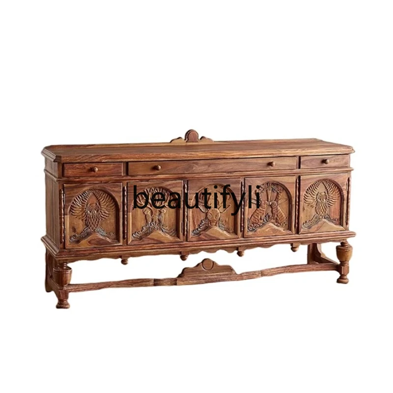 Simple living room carved solid wood porch cabinet French retro wall storage cabinet
Simple living room carved solid wood porch cabinet French retro wall storage cabinet