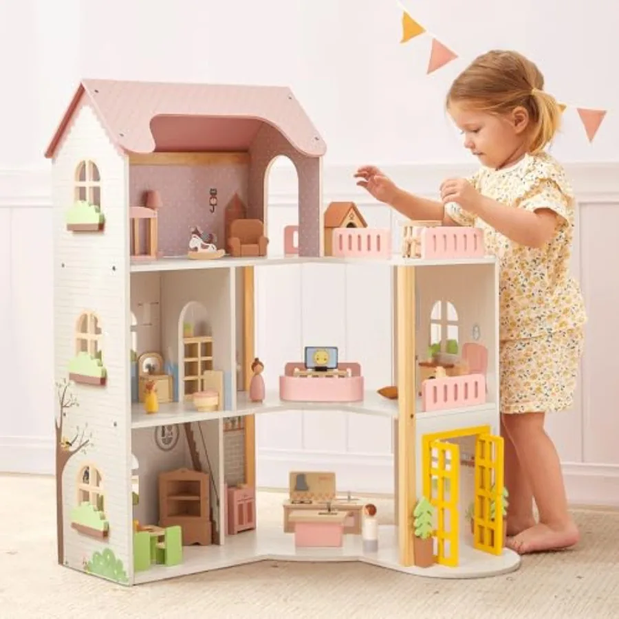 Wooden Dollhouse with 60 Pcs Luxurious Furniture Accessories, Including 4 Dolls and 2 Pets, Large 3-Story Doll House with 6 Roo
Wooden Dollhouse with 60 Pcs Luxurious Furniture Accessories, Including 4 Dolls and 2 Pets, Large 3-Story Doll House with 6 Roo