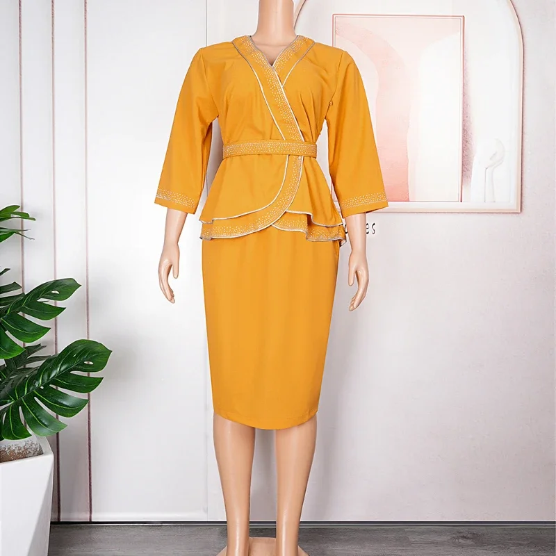 L-3XL African Wedding Party Dresses for Women Autumn Elegant African 3/4 Sleeve V-neck Polyester Pink Green Yellow Purple Dress
L-3XL African Wedding Party Dresses for Women Autumn Elegant African 3/4 Sleeve V-neck Polyester Pink Green Yellow Purple Dress
