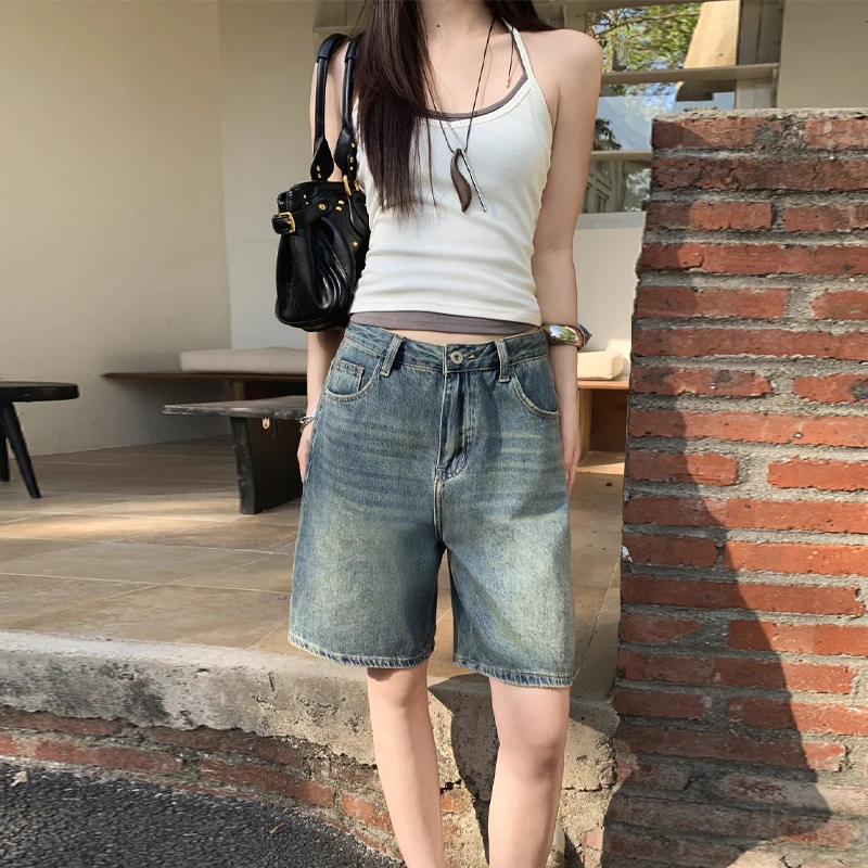 Summer American Style Vintage Women Baggy Jeans Y2k Loose Washed High Waist Knee Length Denim Pants Streetwear Wide Leg Shorts
Summer American Style Vintage Women Baggy Jeans Y2k Loose Washed High Waist Knee Length Denim Pants Streetwear Wide Leg Shorts