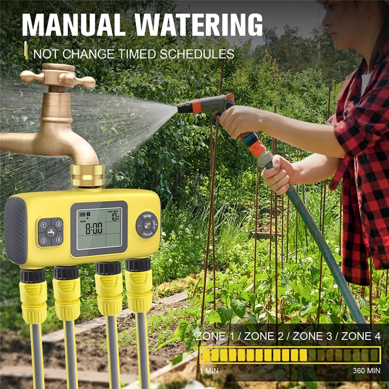 A95I-Four-Way Irrigation Timer Programmable Drip Irrigation Controller Imperial Threaded Tnterface Rain Delay Timed Watering
A95I-Four-Way Irrigation Timer Programmable Drip Irrigation Controller Imperial Threaded Tnterface Rain Delay Timed Watering