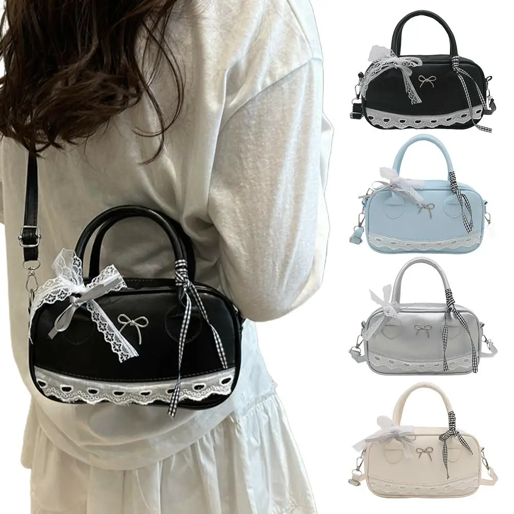 Simple Elegant Handbag Boston Shoulder bag Lace Ribbon Bow Decor Crossbody Bag Small Square Bag Casual Women Bags
Simple Elegant Handbag Boston Shoulder bag Lace Ribbon Bow Decor Crossbody Bag Small Square Bag Casual Women Bags 
