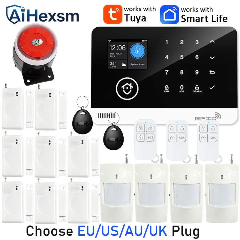 EU/US/AU/UK Plug Alarm System for Home WIFI GSM Security Alarm Host Ant-theft with Door Motion Sensor with Tuya Control Alexa
EU/US/AU/UK Plug Alarm System for Home WIFI GSM Security Alarm Host Ant-theft with Door Motion Sensor with Tuya Control Alexa