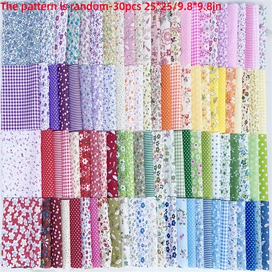 30 pieces of 9.8 * 9.8 inch Fabric square pre cut, quilted, square printed patches bundled for DIY craft sewing (mixed colors)
30 pieces of 9.8 * 9.8 inch Fabric square pre cut, quilted, square printed patches bundled for DIY craft sewing (mixed colors)