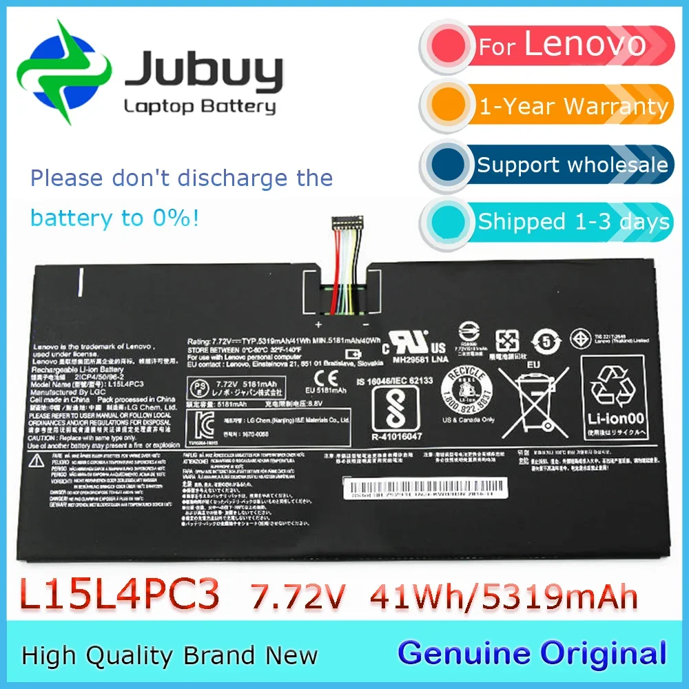 L15L4PC3 7,72 В 41 Втч оригинальный аккумулятор для ноутбука Lenovo IdeaPad Miix 720-12IKB Miix 5 Pro L15M4PC3 21CP4/50/96-2 и т. д.
L15L4PC3 7,72 В 41 Втч оригинальный аккумулятор для ноутбука Lenovo IdeaPad Miix 720-12IKB Miix 5 Pro L15M4PC3 21CP4/50/96-2 и т. д.