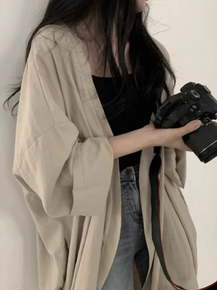 Style Ramie Thin Sun Protection For Women, Summer Mid-Length Drapey Shirt Jacket, Loose-Fitting Outerwear Cardigan Top
Style Ramie Thin Sun Protection For Women, Summer Mid-Length Drapey Shirt Jacket, Loose-Fitting Outerwear Cardigan Top