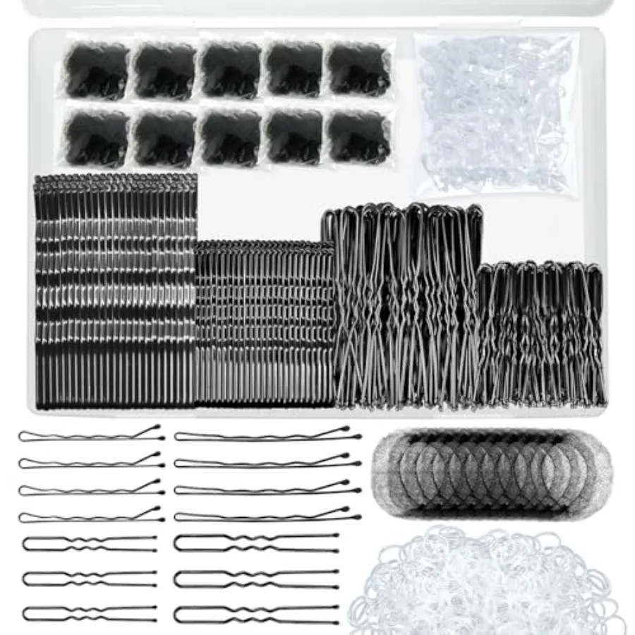 510PCS Bobby Pins Hair Pins Kit with Hair Net, Includes 100 Bobby Pins for Women, 100 U-Shaped Buns Hair Clips, 300 Hair Bands
510PCS Bobby Pins Hair Pins Kit with Hair Net, Includes 100 Bobby Pins for Women, 100 U-Shaped Buns Hair Clips, 300 Hair Bands