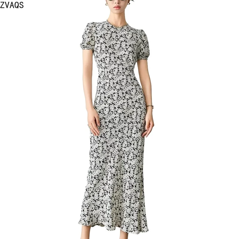 ZVAQS Dresses for Women Summer Black White Floral Dress Women Round Neck Puff Sleeve Slim Waist Mermaid Long DressЖенская Одежда
ZVAQS Dresses for Women Summer Black White Floral Dress Women Round Neck Puff Sleeve Slim Waist Mermaid Long DressЖенская Одежда