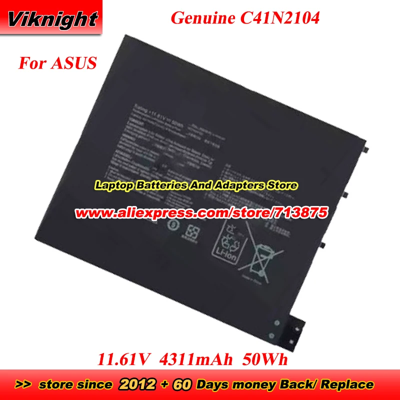 Original C41N2104 Battery for ASUS VIVOBOOK 13 SLATE OLED T3300KA-DS92T-CA Laptop Battery 11.61V 4311mAh 50Wh
Original C41N2104 Battery for ASUS VIVOBOOK 13 SLATE OLED T3300KA-DS92T-CA Laptop Battery 11.61V 4311mAh 50Wh