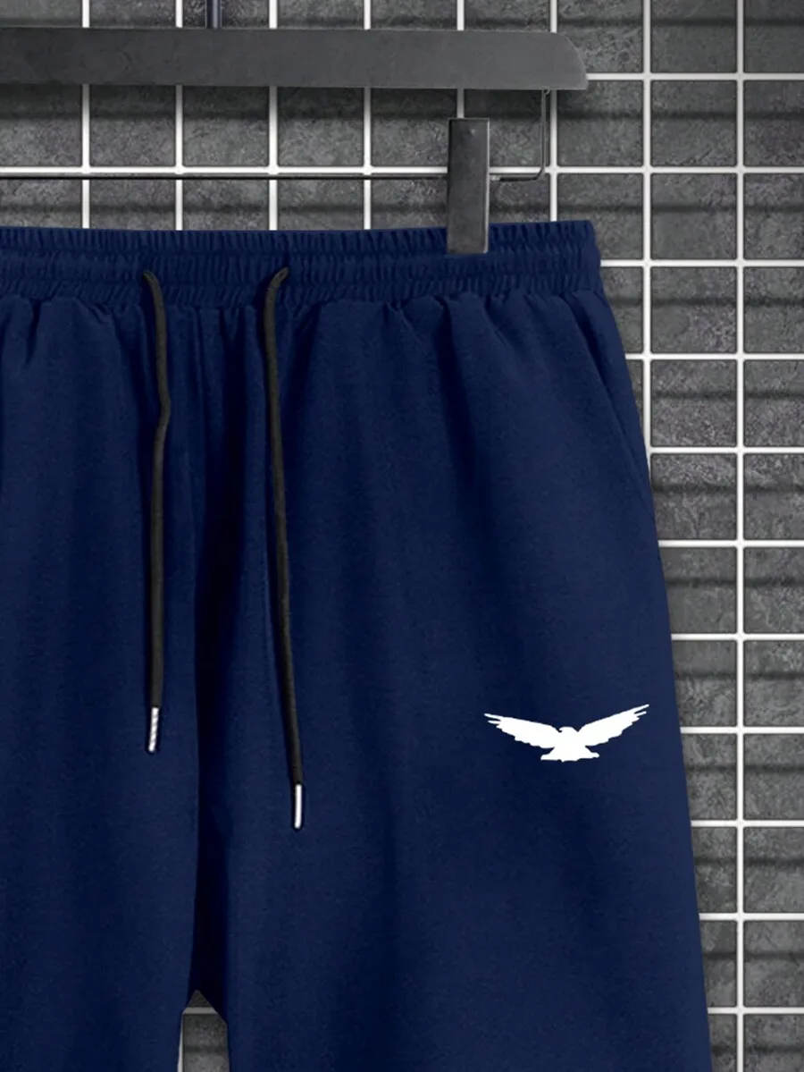 Blue Plus Size Mens Casual Drawstring Shorts Featuring White Eagle Graphic
Blue Plus Size Mens Casual Drawstring Shorts Featuring White Eagle Graphic