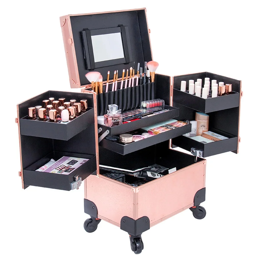 Hot Sale Multi-Layer Nail Trolley Box Rose Gold Large Capacity Makeup Nail Organizer Trolley Case
Hot Sale Multi-Layer Nail Trolley Box Rose Gold Large Capacity Makeup Nail Organizer Trolley Case
