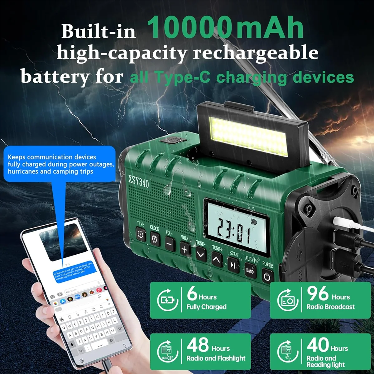 SVFE-gEmergency Weather Radio, AM/FM/NOAA, ручная рукоятка на солнечной энергии, 10000 мАч, зарядное устройство для телефона, радио, ЖК-дисплей, сигнализация
SVFE-gEmergency Weather Radio, AM/FM/NOAA, ручная рукоятка на солнечной энергии, 10000 мАч, зарядное устройство для телефона, радио, ЖК-дисплей, сигнализация