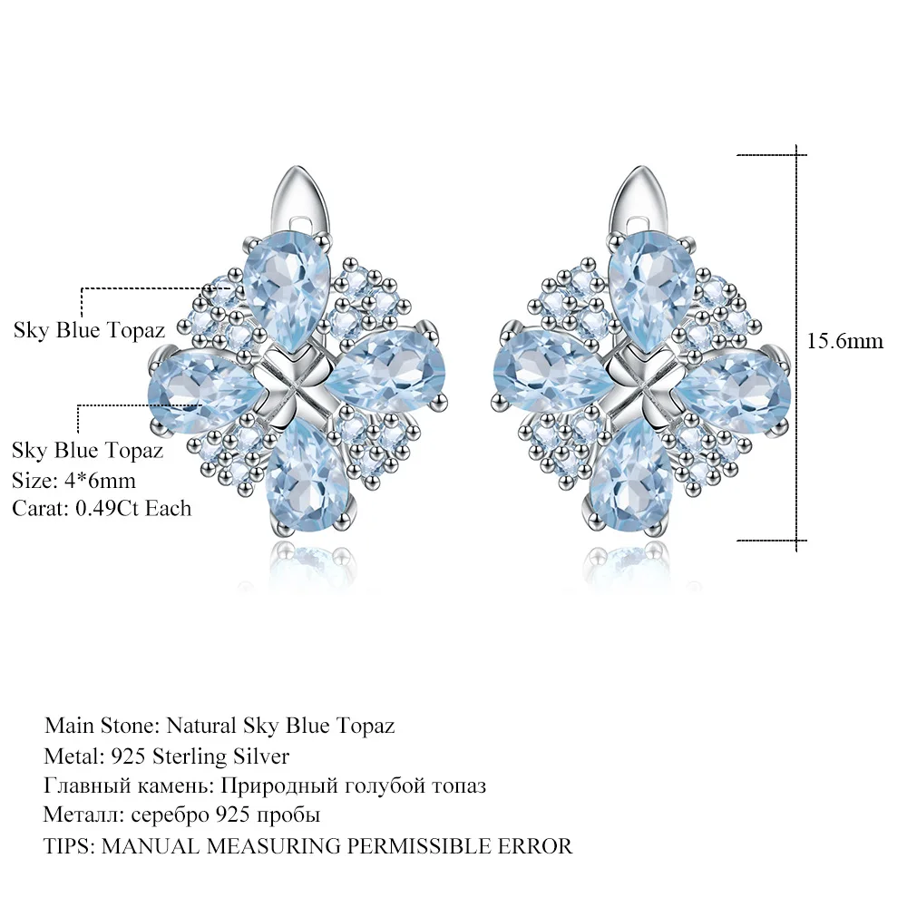Natural Sky Blue Topaz Flower Earrings - S925 Sterling Silver Gemstone Charm Jewelry for Women
Natural Sky Blue Topaz Flower Earrings - S925 Sterling Silver Gemstone Charm Jewelry for Women