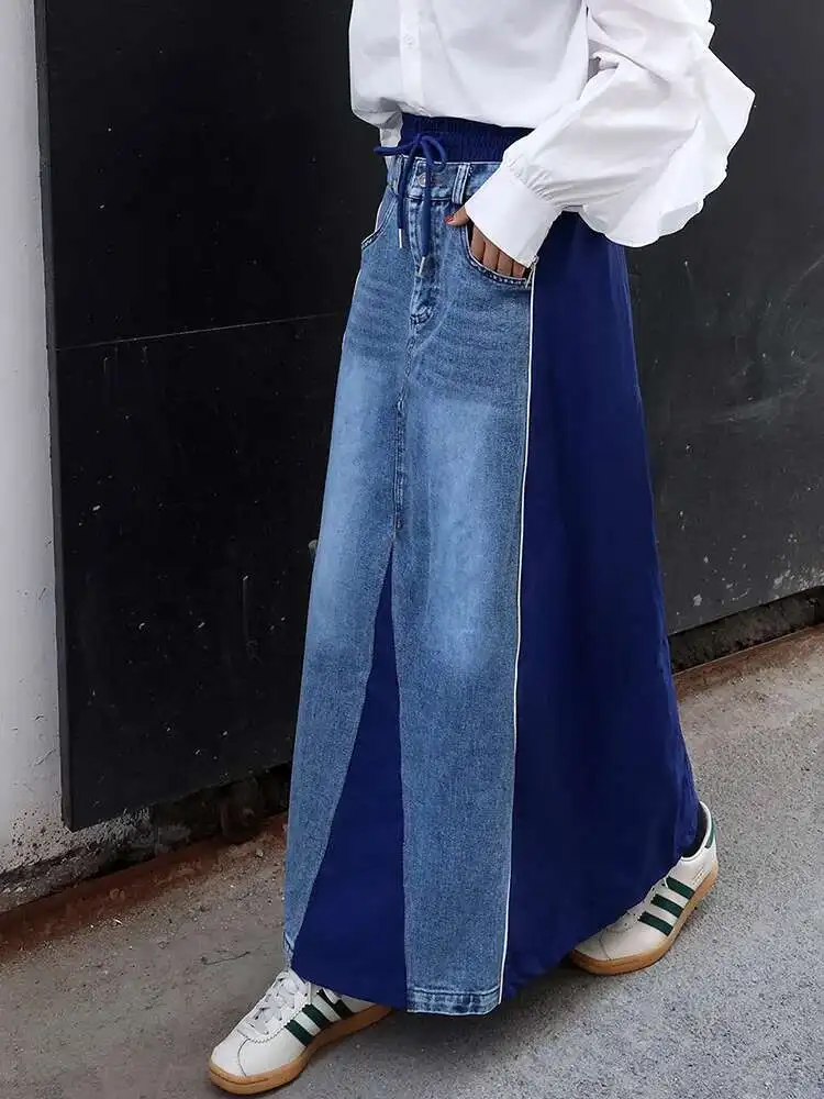 High Elastic Waist Blue Denim Spliced Casual A-line Half-body Skirt Women Fashion Tide New Spring Autumn
High Elastic Waist Blue Denim Spliced Casual A-line Half-body Skirt Women Fashion Tide New Spring Autumn