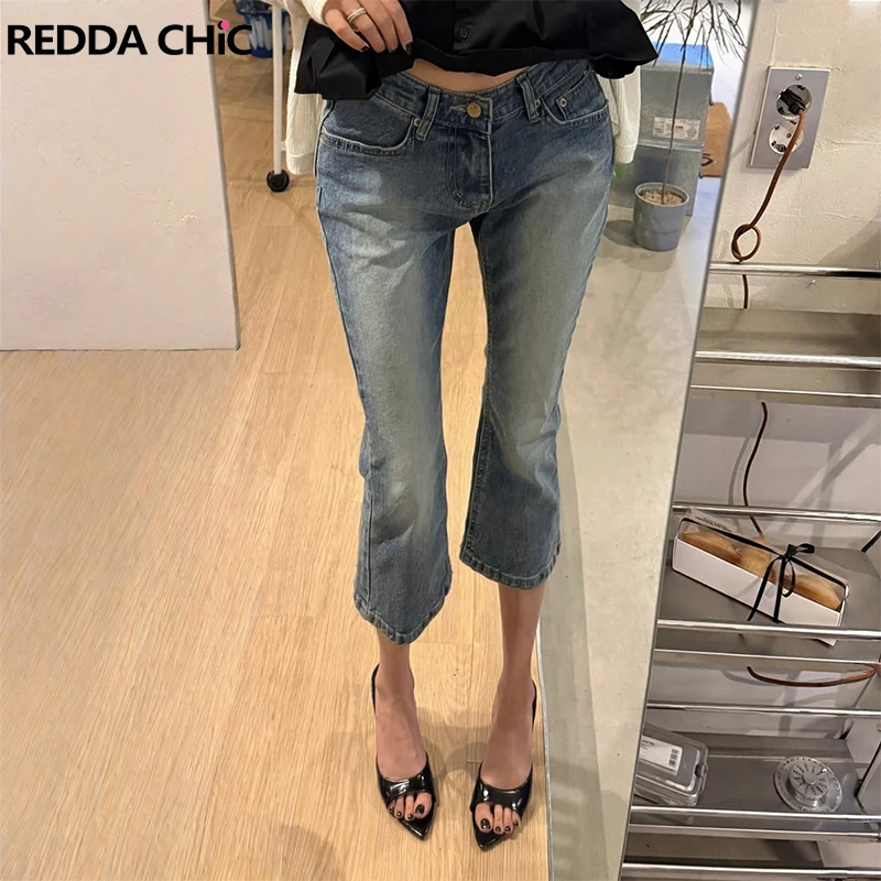 ReddaChic Korea Women Bootcut Capri Jeans Elegant Vintage Wash Cleanfit Low Rise Slim Solid Bermuda Pants Work Summer Bottoms
ReddaChic Korea Women Bootcut Capri Jeans Elegant Vintage Wash Cleanfit Low Rise Slim Solid Bermuda Pants Work Summer Bottoms