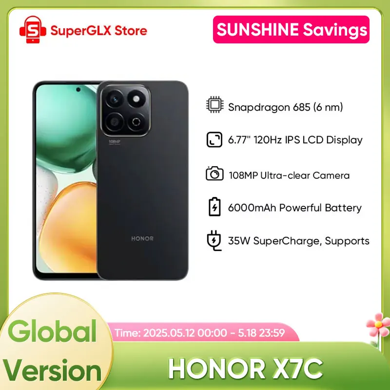 2024 New HONOR X7c 4G Global Version Snapdragon 685 6.77" 120Hz IPS LCD Display 108MP Dual Camera 6000mAh Long Battery IP64
2024 New HONOR X7c 4G Global Version Snapdragon 685 6.77" 120Hz IPS LCD Display 108MP Dual Camera 6000mAh Long Battery IP64