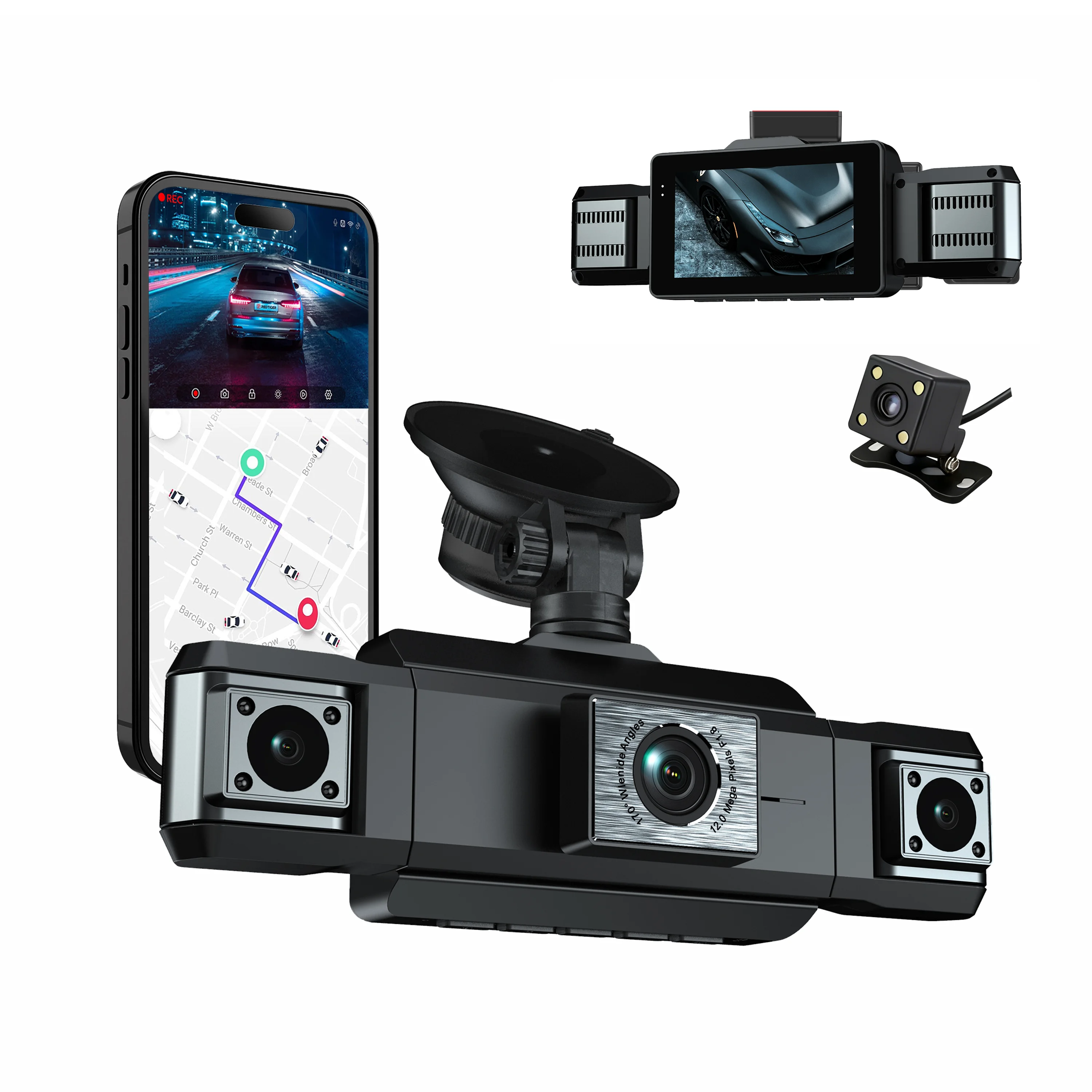 3.0 inch WIFI 1080P + 480P driving recorder 4 channels left and right rear DVR black box night vision function, suitable
3.0 inch WIFI 1080P + 480P driving recorder 4 channels left and right rear DVR black box night vision function, suitable