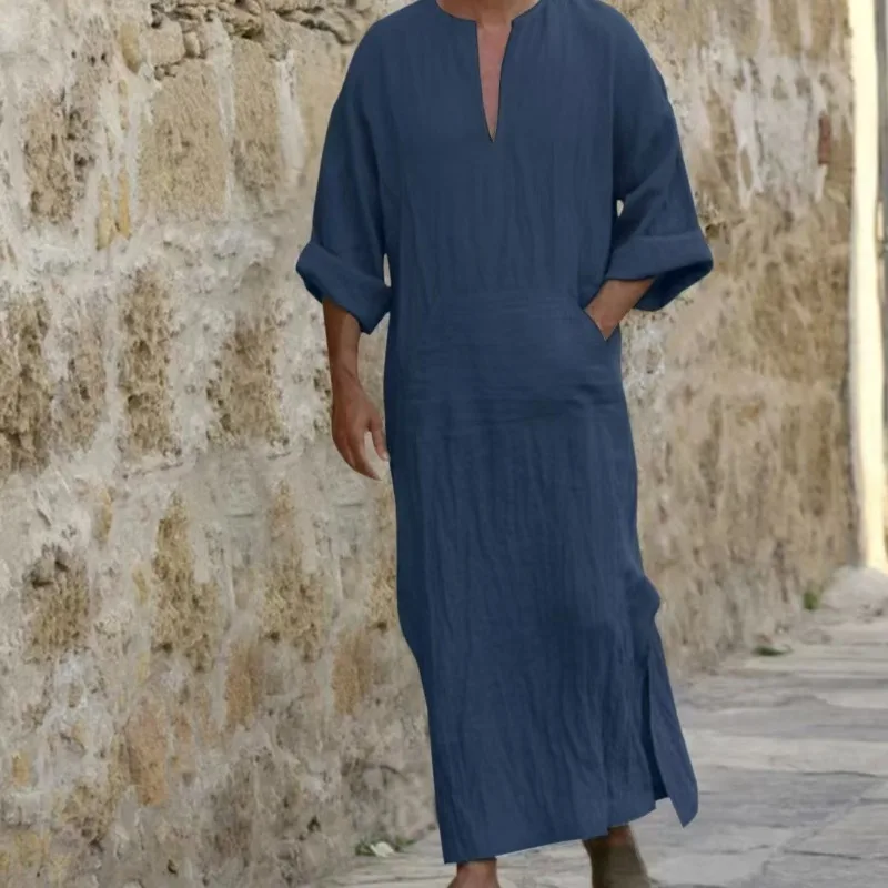 Solid Color Men's Muslim Kaftan Robe Jubba Thobe Casual Long Sleeve Dubai Saudi Arabia Abaya 5XL
Solid Color Men's Muslim Kaftan Robe Jubba Thobe Casual Long Sleeve Dubai Saudi Arabia Abaya 5XL