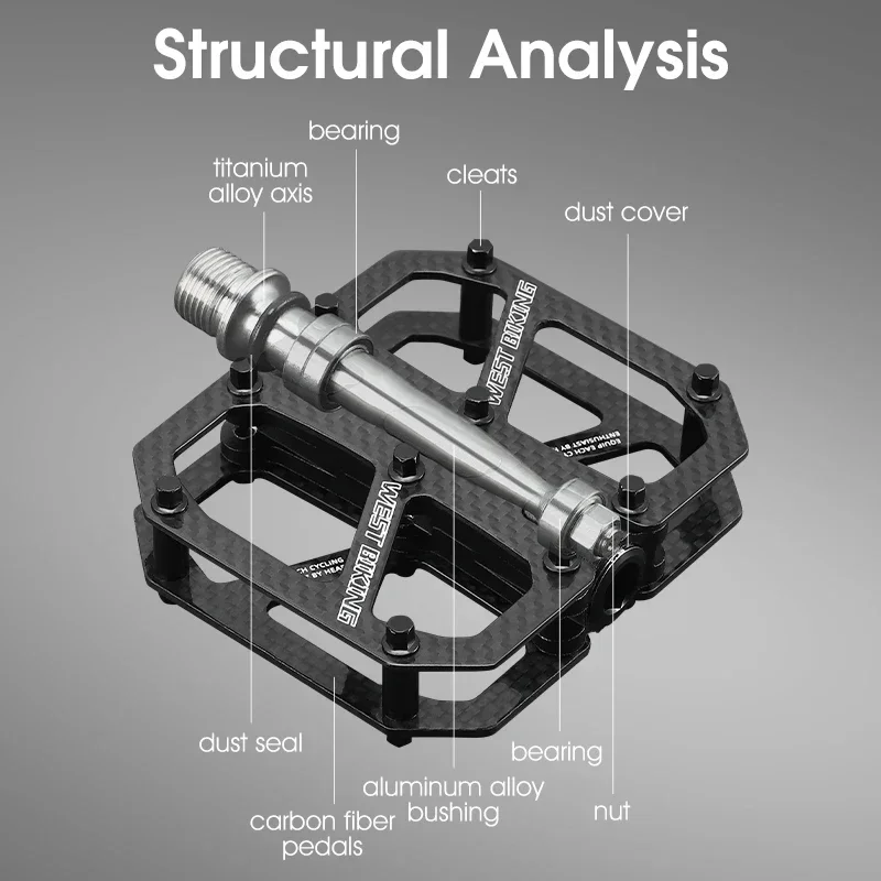 WEST BIKING Ultralight T700 Carbon Fiber Bicycle Pedals Titanium Axle 3 Bearings Pedals MTB Road Bike Lightweight Flat Pedals
WEST BIKING Ultralight T700 Carbon Fiber Bicycle Pedals Titanium Axle 3 Bearings Pedals MTB Road Bike Lightweight Flat Pedals
