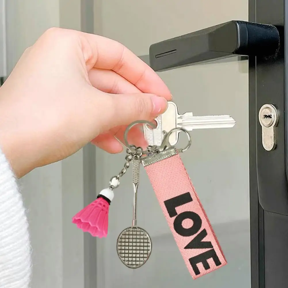 Mini Badminton Keychain Metal Badminton Racket Backpack Accessory Sports Keyring Gifts Pendant Craft For Badminton Lover Players