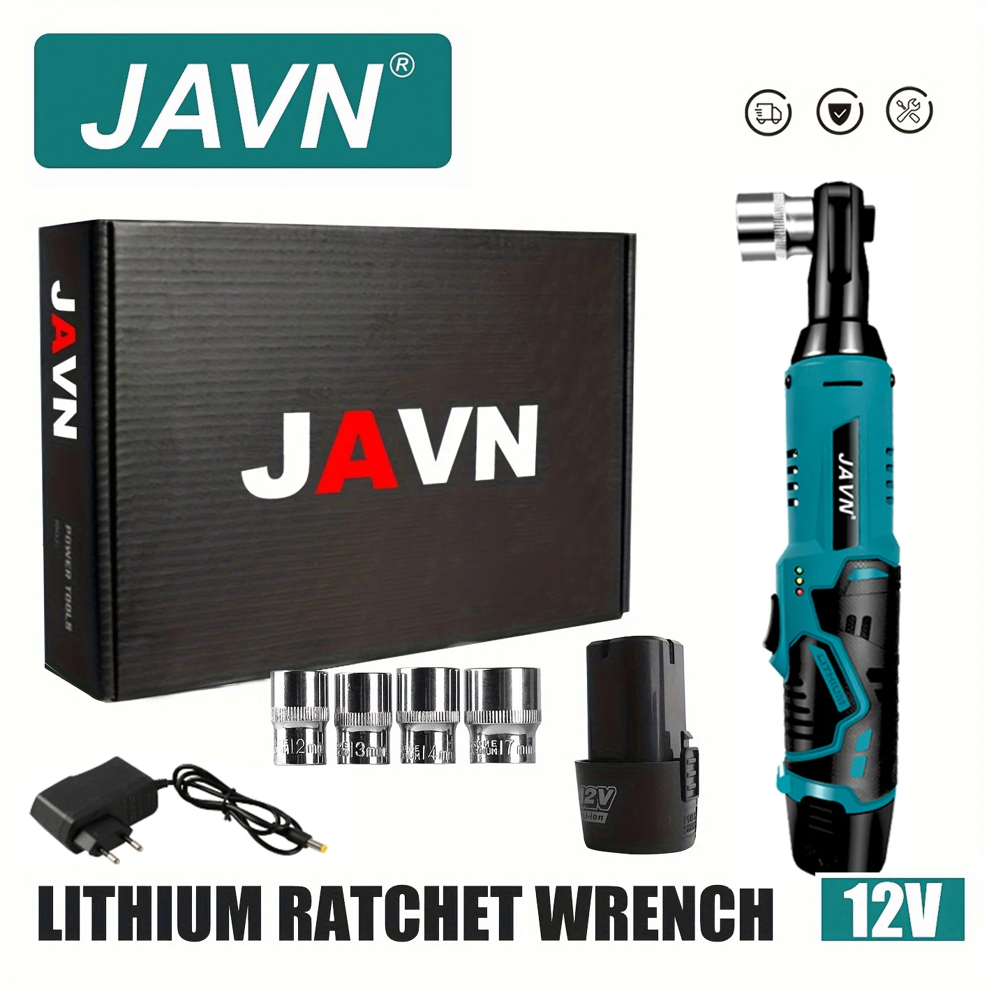 JAVN Ratchet Wrench, 12V Cordless Electric Wrench, 45NM(33Ft.lbs) 3/8'' , Removal Screw Nut, Car Repair Tools, Power Tool
JAVN Ratchet Wrench, 12V Cordless Electric Wrench, 45NM(33Ft.lbs) 3/8'' , Removal Screw Nut, Car Repair Tools, Power Tool