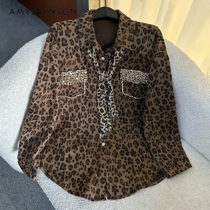 Autumn Heavy Industry New Diamond-Encrusted Leopard Print Long Sleeves Shirt Y2k Loose Casual Fashion Mid-Length Blouse Top Coat
Autumn Heavy Industry New Diamond-Encrusted Leopard Print Long Sleeves Shirt Y2k Loose Casual Fashion Mid-Length Blouse Top Coat