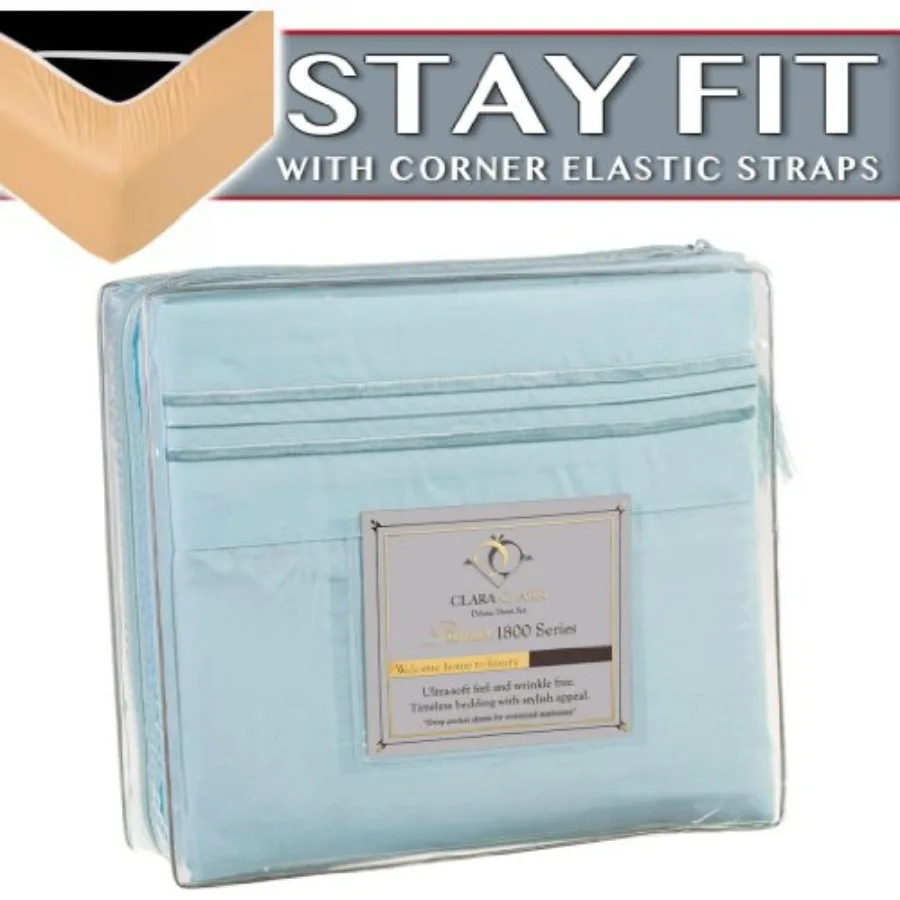 1800 Series Bed Sheet Sets - Stay fit on Mattress with Elastic Straps at Corners - Cal Size
1800 Series Bed Sheet Sets - Stay fit on Mattress with Elastic Straps at Corners - Cal Size