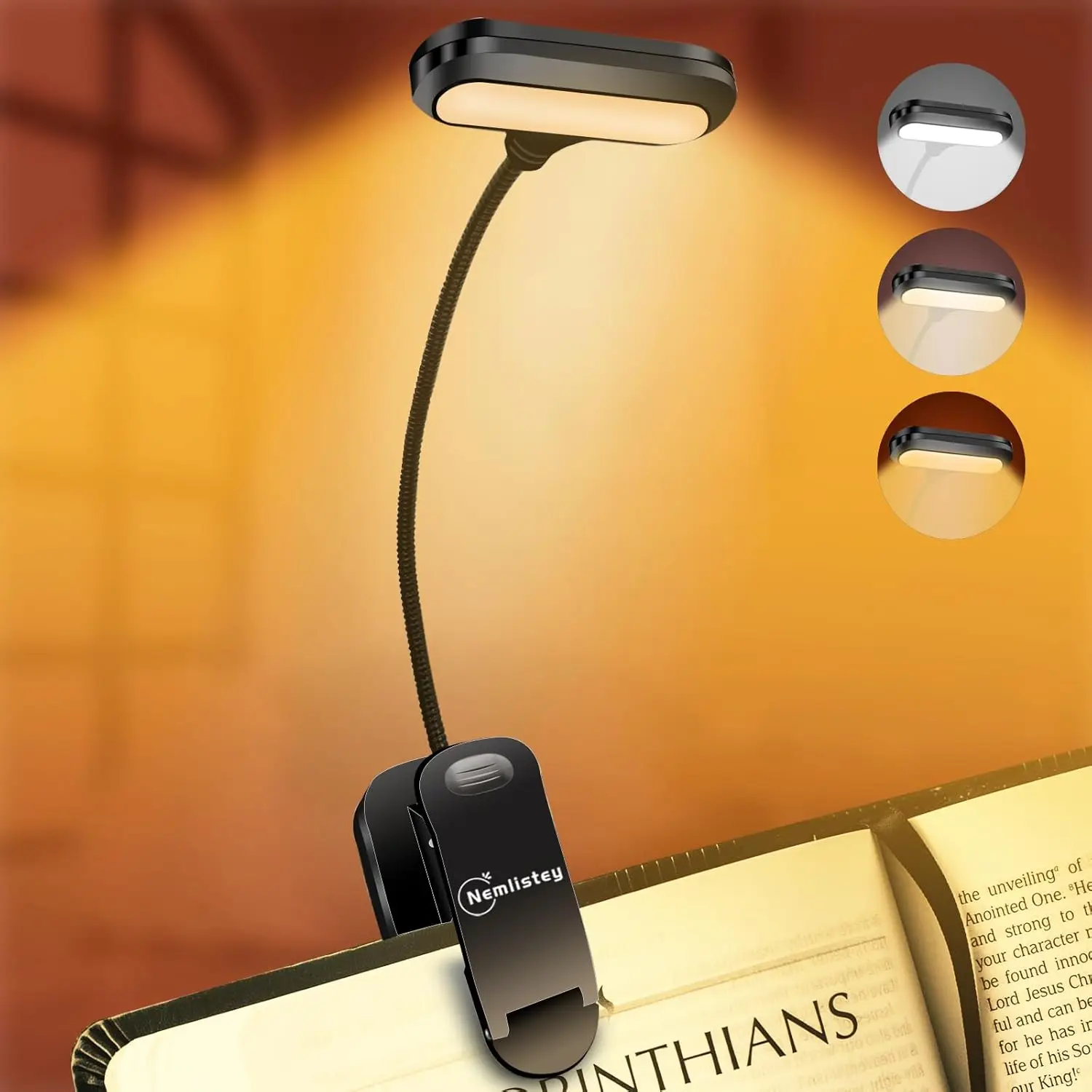 Clip-On Book Light with 3 Color Temps & Stepless Dimming, 360° Rotatable & Magnetic, Rechargeable Reading Light for Bed
Clip-On Book Light with 3 Color Temps & Stepless Dimming, 360° Rotatable & Magnetic, Rechargeable Reading Light for Bed