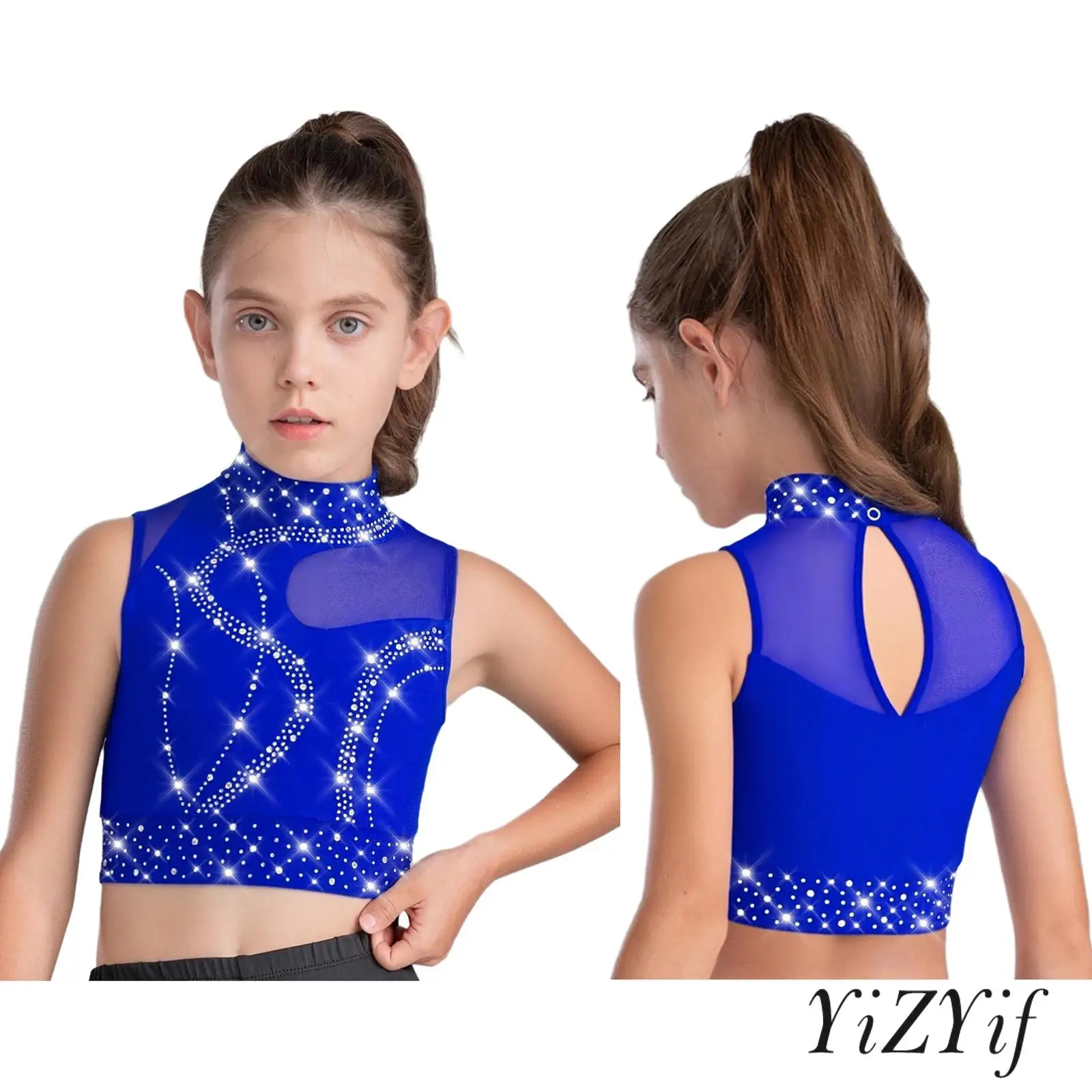 Kids Girls Elegant Jazz Latin Dance Outfit Mock Neck Sleeveless Keyhole Back Crop Top for Belly Street Dance Stage Performance
Kids Girls Elegant Jazz Latin Dance Outfit Mock Neck Sleeveless Keyhole Back Crop Top for Belly Street Dance Stage Performance