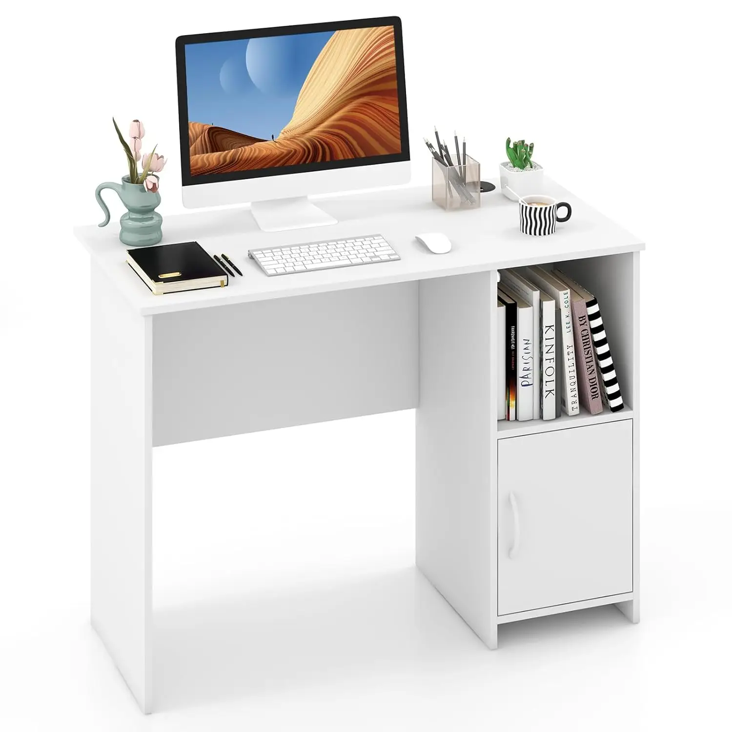 Small Computer Desk, White Desk with Storage Cabinet & Shelf, Compact PC Laptop Table Workstation, Makeup Vanity Table, Modern S
Small Computer Desk, White Desk with Storage Cabinet & Shelf, Compact PC Laptop Table Workstation, Makeup Vanity Table, Modern S