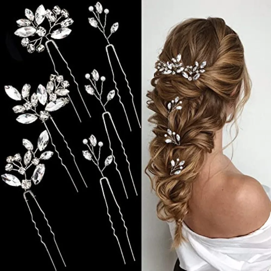 6 Pieces Bride Hair Pins Rhinestones Hair Accessories for Women Crystal Wedding Hair Pcs for Bride Women Girls Bridesmaids
6 Pieces Bride Hair Pins Rhinestones Hair Accessories for Women Crystal Wedding Hair Pcs for Bride Women Girls Bridesmaids