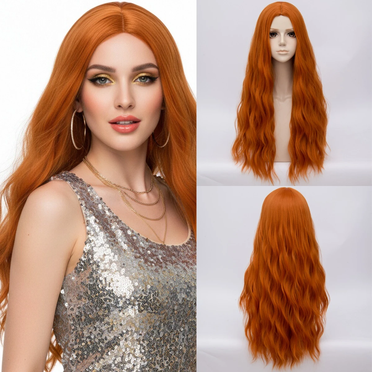 Synthetic Wigs Long Curly Wave Orange Wigs Middle Part Wig For Women Daily Cosplay Wear Fake Hair Heat Resistant
Synthetic Wigs Long Curly Wave Orange Wigs Middle Part Wig For Women Daily Cosplay Wear Fake Hair Heat Resistant