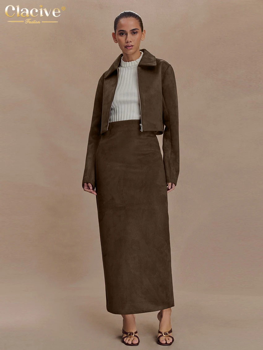 Clacive Fashion Loose Brown 2 Pieces Set For Woman 2025 Elegant Long Sleeve Shirt With High Waist Long Skirt Set Female Clothing
Clacive Fashion Loose Brown 2 Pieces Set For Woman 2025 Elegant Long Sleeve Shirt With High Waist Long Skirt Set Female Clothing