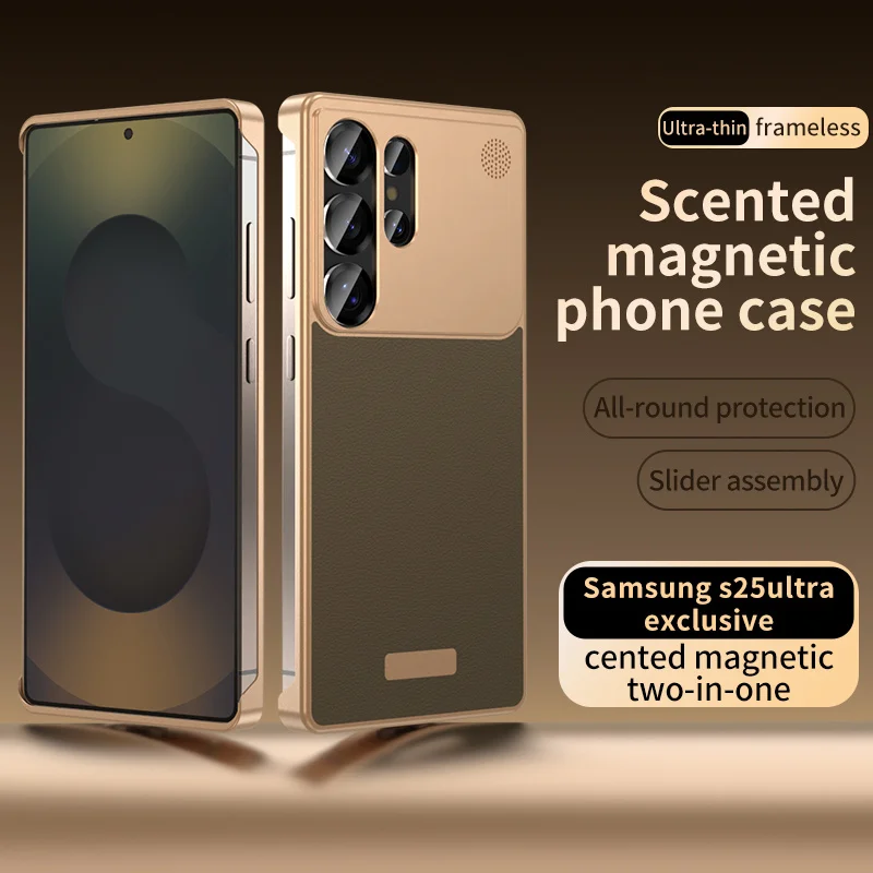 Luxury Leather Metal Magnetic Aromatherapy Phone Case For Samsung Galaxy S23 S24 S25 Ultra Wireless Charging Aluminum AlloyCover
Luxury Leather Metal Magnetic Aromatherapy Phone Case For Samsung Galaxy S23 S24 S25 Ultra Wireless Charging Aluminum AlloyCover