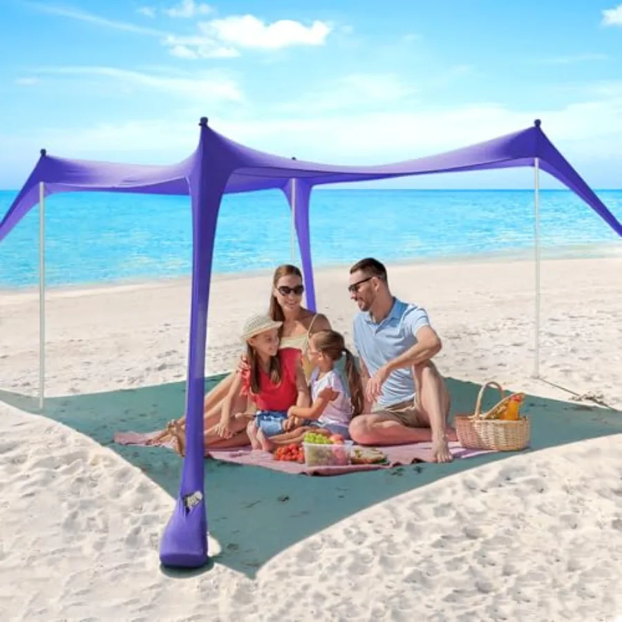 Beach Tent - 10 x 10 FT outdoor beach shade canopy for camping picnics, polyester fabric in navy blue, UPF50 sun protection, po
Beach Tent - 10 x 10 FT outdoor beach shade canopy for camping picnics, polyester fabric in navy blue, UPF50 sun protection, po