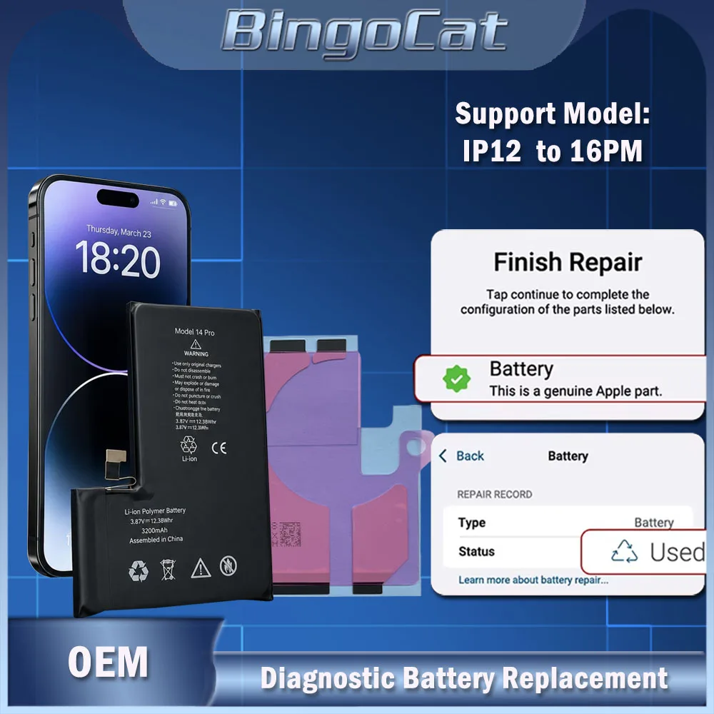 2pc/lot Run Diagnostic Battery Show Genuine Part for iPhone 12 13 Pro max 14 Plus15Pro max 14Pro 100% Capacity Bateria Replace
2pc/lot Run Diagnostic Battery Show Genuine Part for iPhone 12 13 Pro max 14 Plus15Pro max 14Pro 100% Capacity Bateria Replace