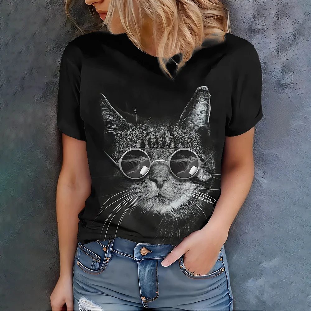 Черная футболка с рисунком очков Cool Cat — универсальная женская повседневная модная универсальная — новая летняя коллекция в 2025 году
Черная футболка с рисунком очков Cool Cat — универсальная женская повседневная модная универсальная — новая летняя коллекция в 2025 году