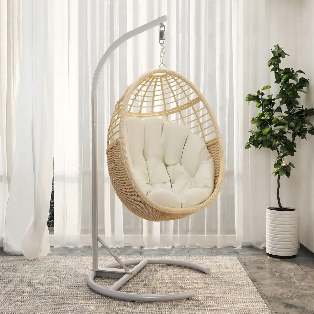 Swing Egg Chair with Stand Wicker Hammock Chair with Cushions for Indoor amp Outdoor, 330 lbs Weight Capacity Beige
Swing Egg Chair with Stand Wicker Hammock Chair with Cushions for Indoor amp Outdoor, 330 lbs Weight Capacity Beige