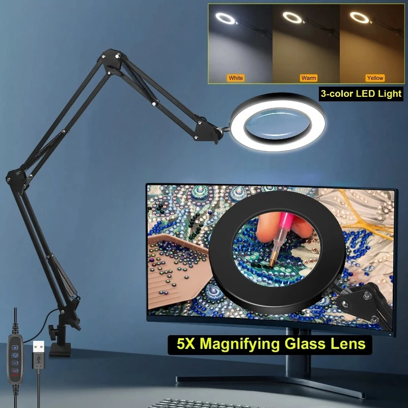 5X Magnifying Glass with Light 5X Real Glass Lens Adjustable Swing Arm Magnifier Perfect for Reading DIY Close Work
5X Magnifying Glass with Light 5X Real Glass Lens Adjustable Swing Arm Magnifier Perfect for Reading DIY Close Work
