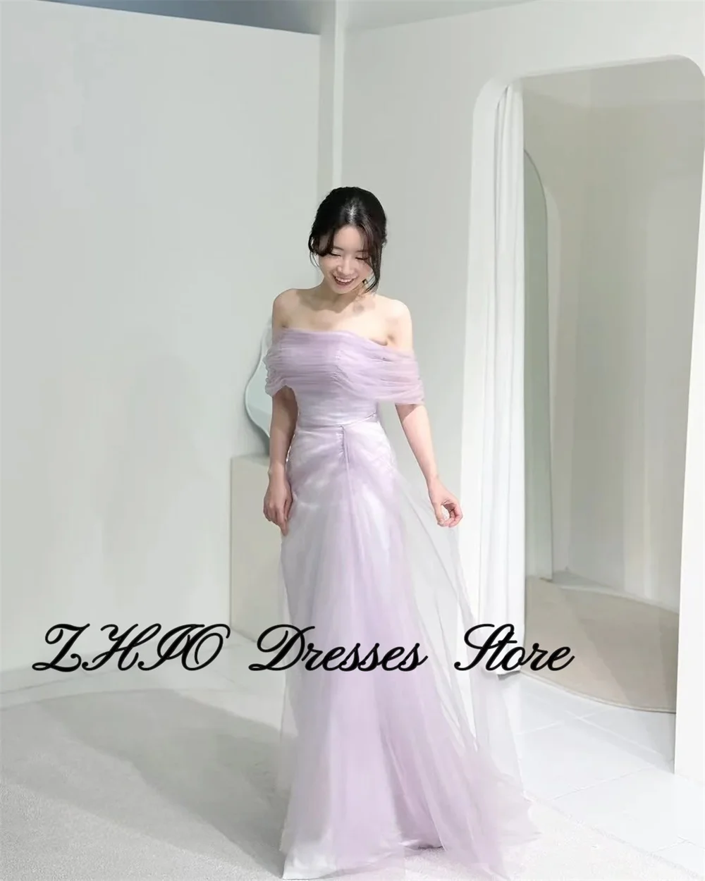 ZHIO Elegant Korea Prom Dresses Photo Shoot Simple Strapless Tulle Off Shoulder Floor Length Evening Gowns 웨딩드레스 Customized
ZHIO Elegant Korea Prom Dresses Photo Shoot Simple Strapless Tulle Off Shoulder Floor Length Evening Gowns 웨딩드레스 Customized
