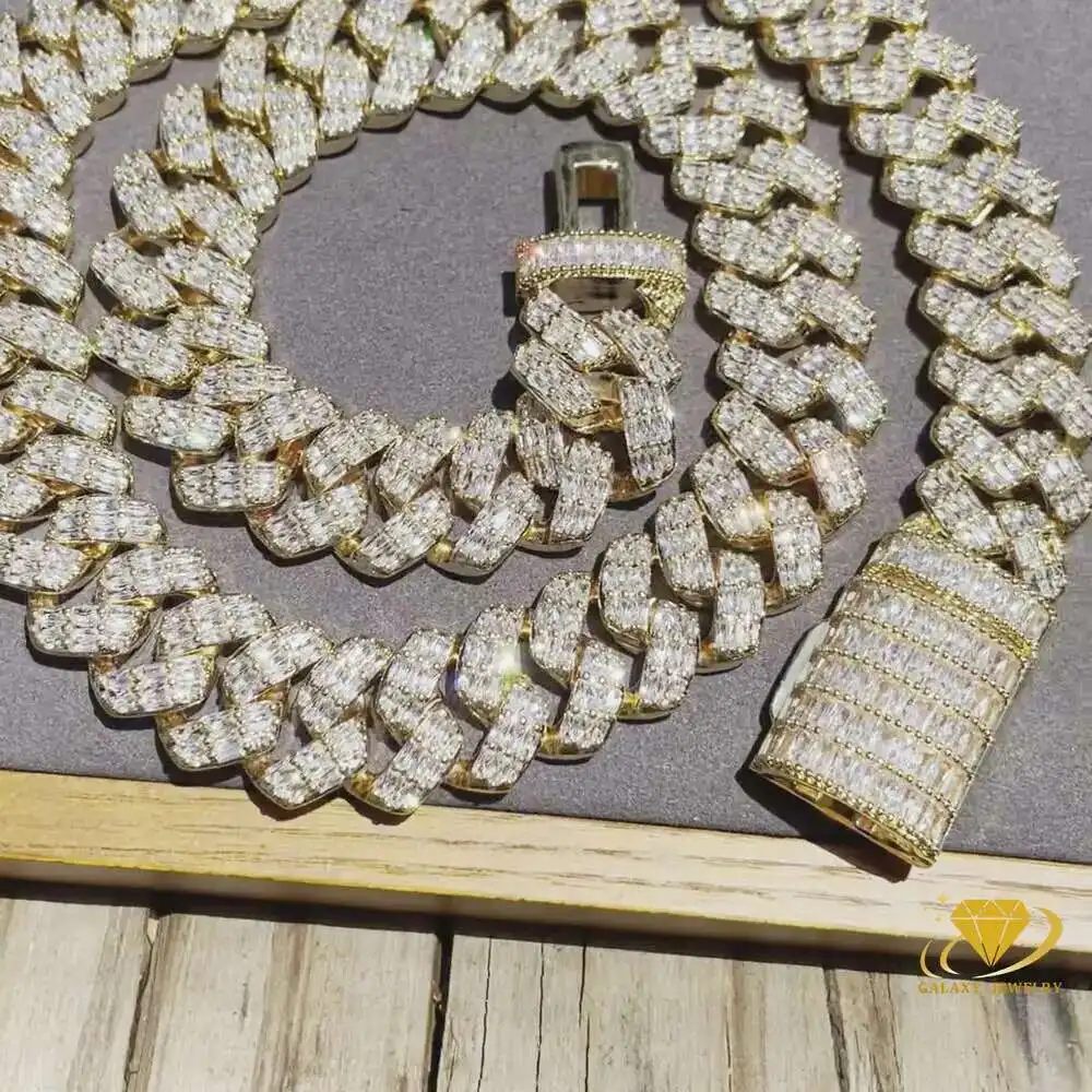 Hip Hop Jewelry Cuban Chain 16mm Iced Out Baguette Moissanite Diamond Real 925 Sterling Silver Cuban Link Bracelet Necklace
Hip Hop Jewelry Cuban Chain 16mm Iced Out Baguette Moissanite Diamond Real 925 Sterling Silver Cuban Link Bracelet Necklace