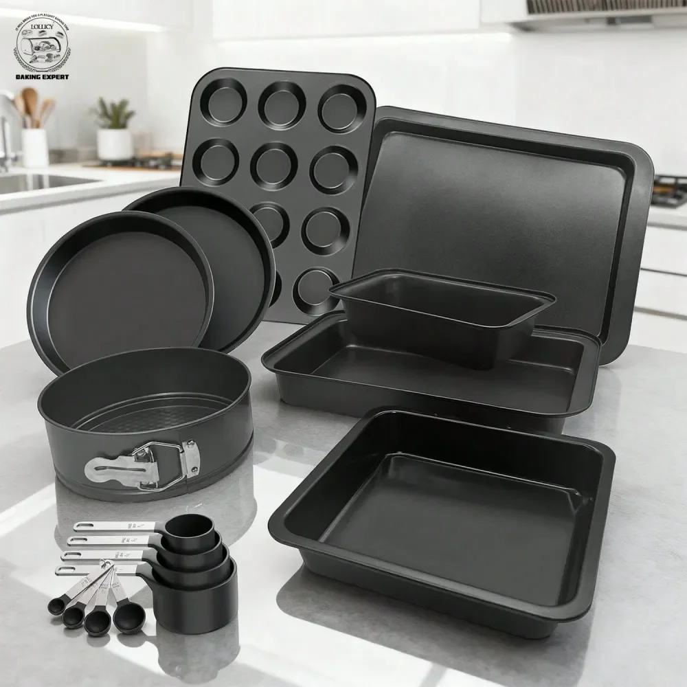 16Piece Black Nonstick Bakeware Set, Heavy Duty Carbon Steel Baking Pans, Effortless Release Easy To Clean, Suitable For Oven Us
16Piece Black Nonstick Bakeware Set, Heavy Duty Carbon Steel Baking Pans, Effortless Release Easy To Clean, Suitable For Oven Us
