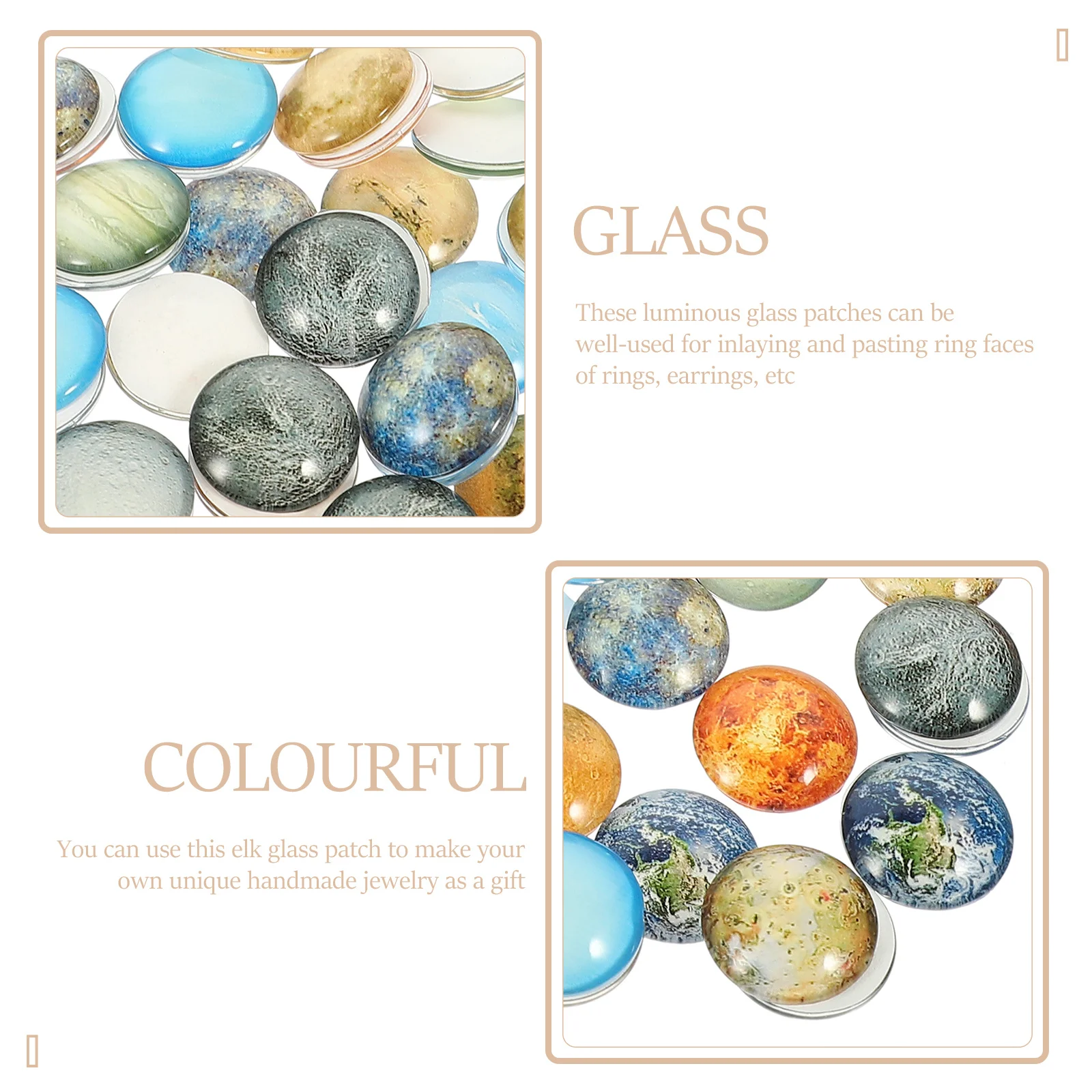 100Pcs Round Glass Gemstone Patches DIY Luminous Dome Craft Jewelry Material for Earrings Rings Cufflinks Necklace Decoration
100Pcs Round Glass Gemstone Patches DIY Luminous Dome Craft Jewelry Material for Earrings Rings Cufflinks Necklace Decoration